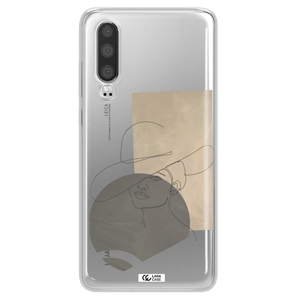 The Lady In The Hat Line Art Huawei P30 Clear TPU Case