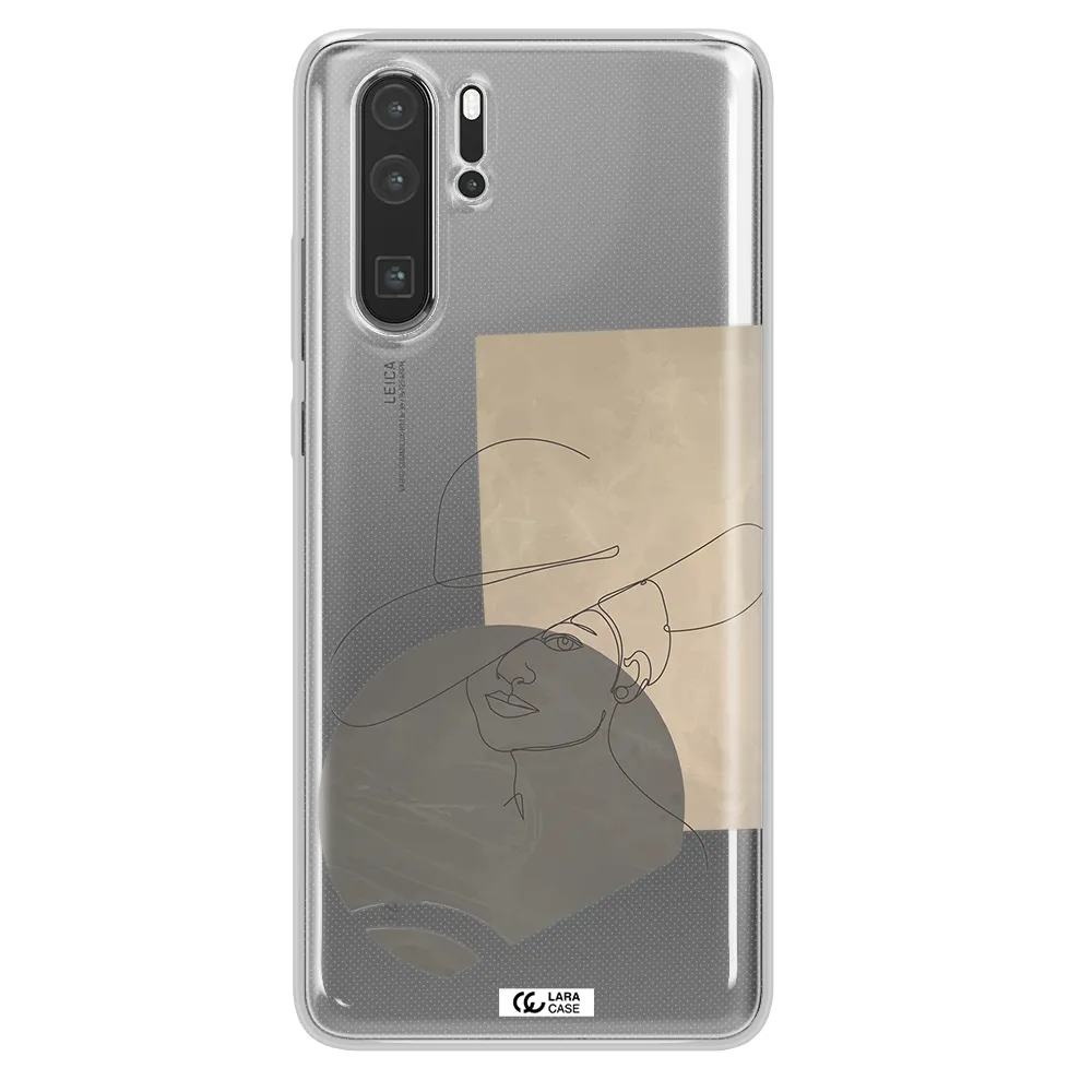 The Lady In The Hat Line Art Huawei P30 Pro Clear TPU Case
