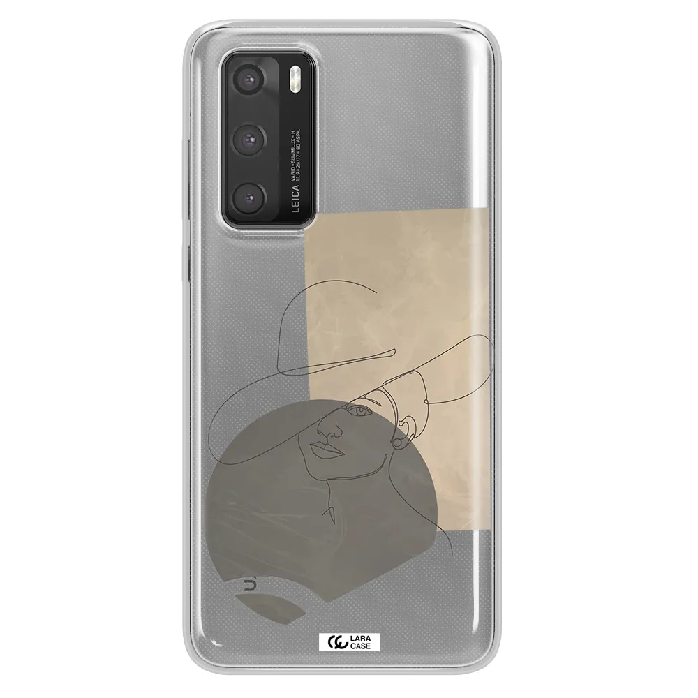The Lady In The Hat Line Art Huawei P40 Clear TPU Case