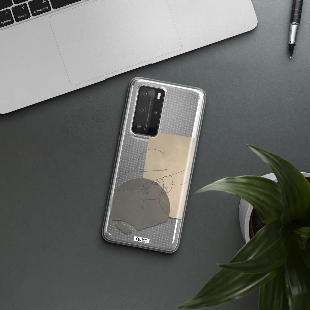 The Lady In The Hat Line Art Huawei P40 Pro Clear TPU Case
