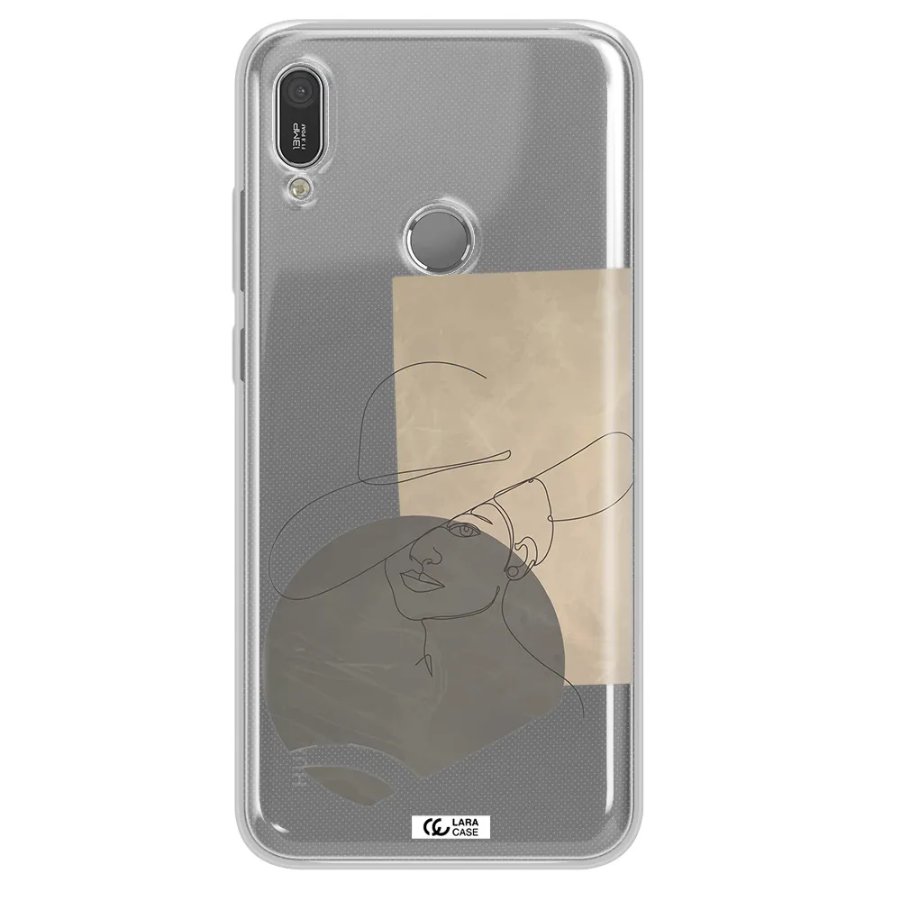 The Lady In The Hat Line Art Huawei Y6 2019 Clear TPU Case