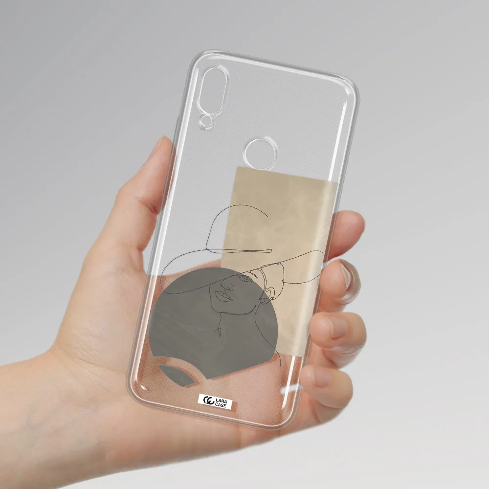 The Lady In The Hat Line Art Huawei Y6 2019 Clear TPU Case