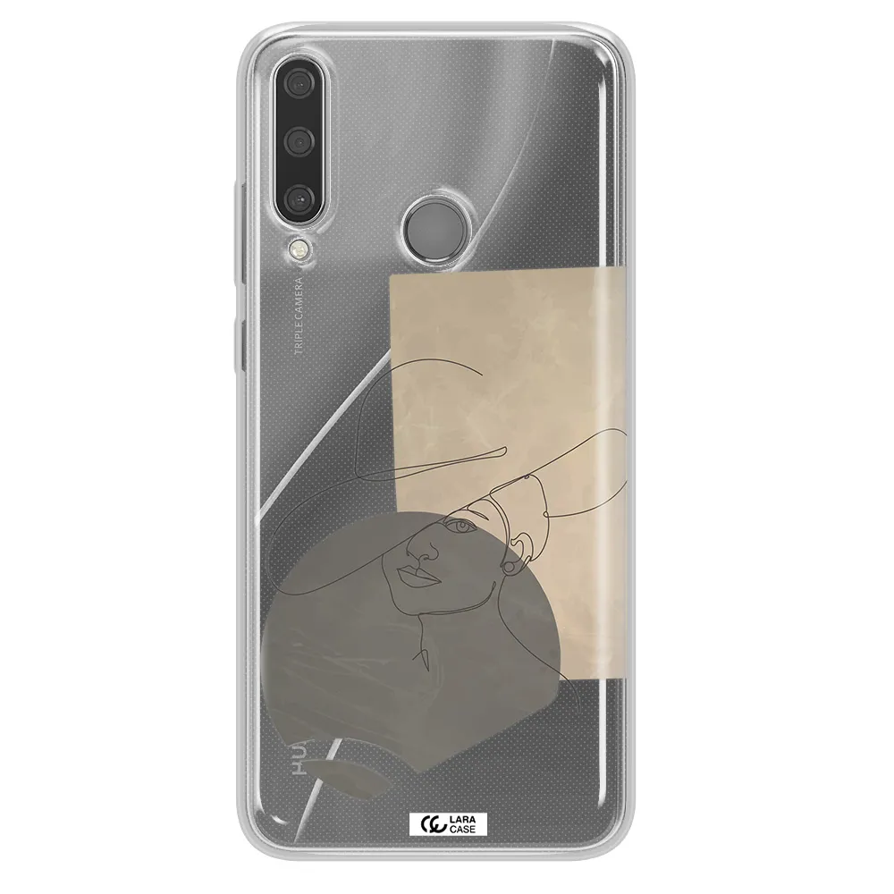 The Lady In The Hat Line Art Huawei Y6P Clear TPU Case