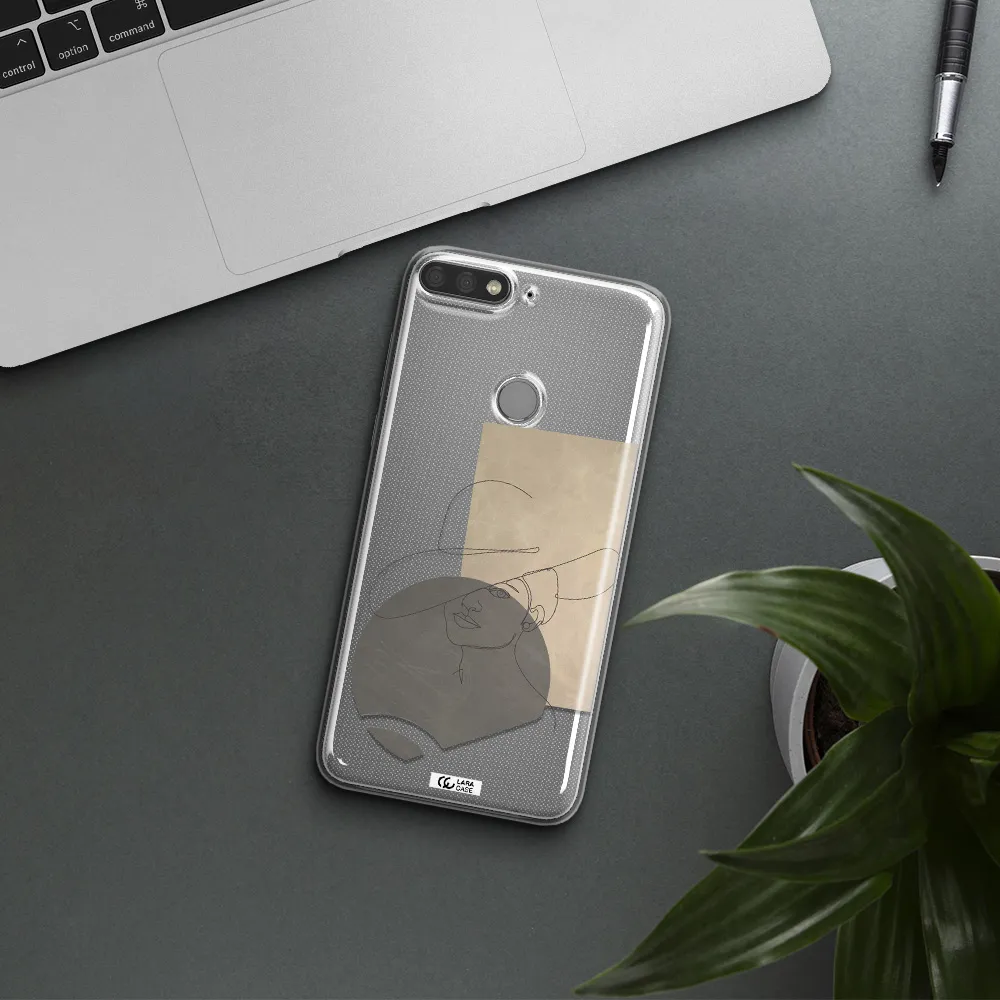 The Lady In The Hat Line Art Huawei Y7 Prime 2018 Clear TPU Case