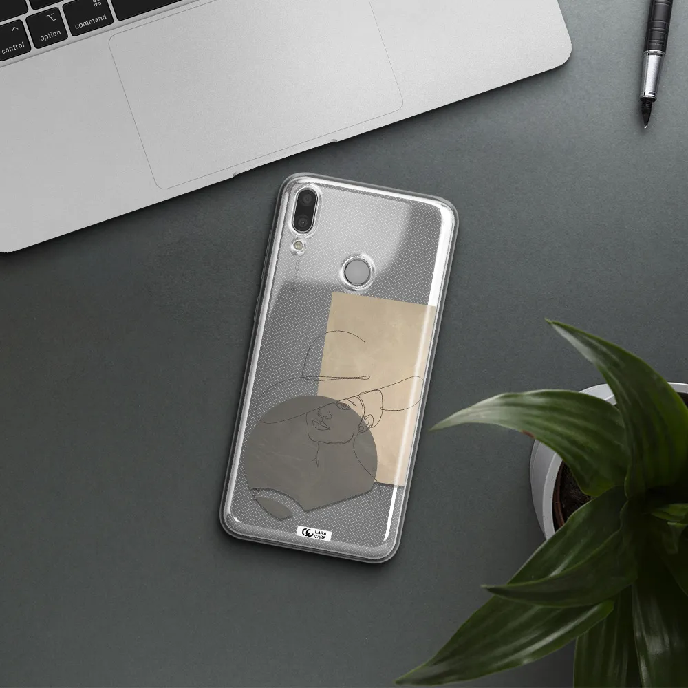 The Lady In The Hat Line Art Huawei Y9 2019 Clear TPU Case