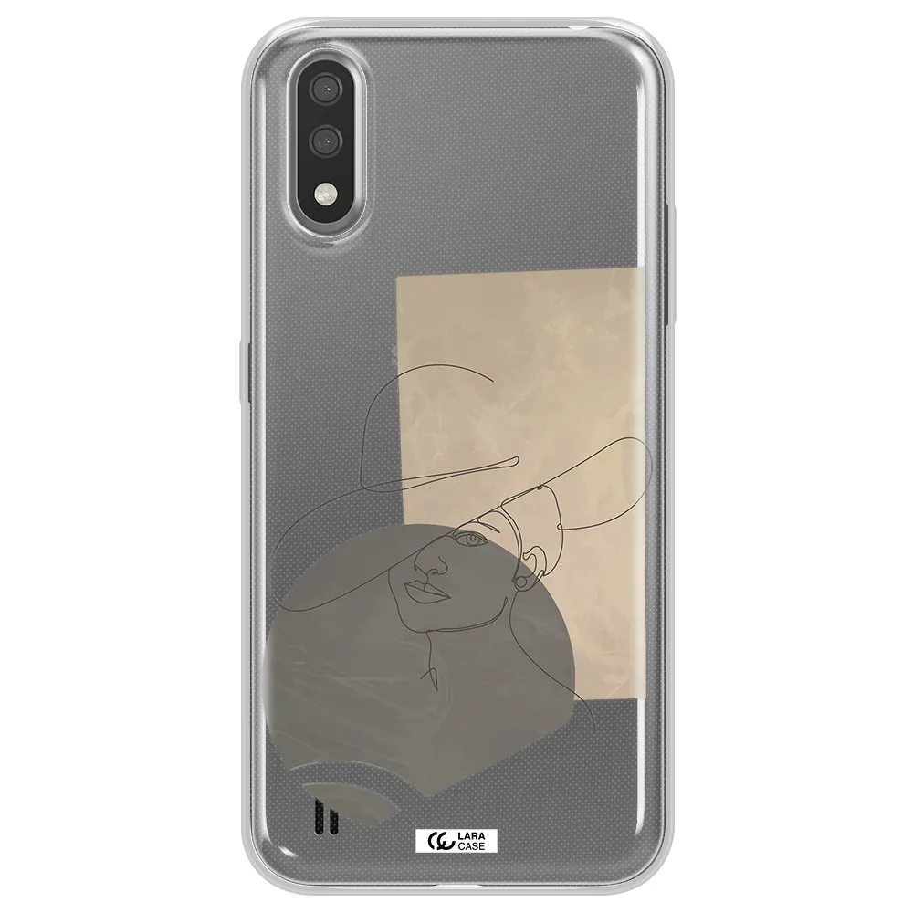 The Lady In The Hat Line Art Samsung A01 Clear TPU Case