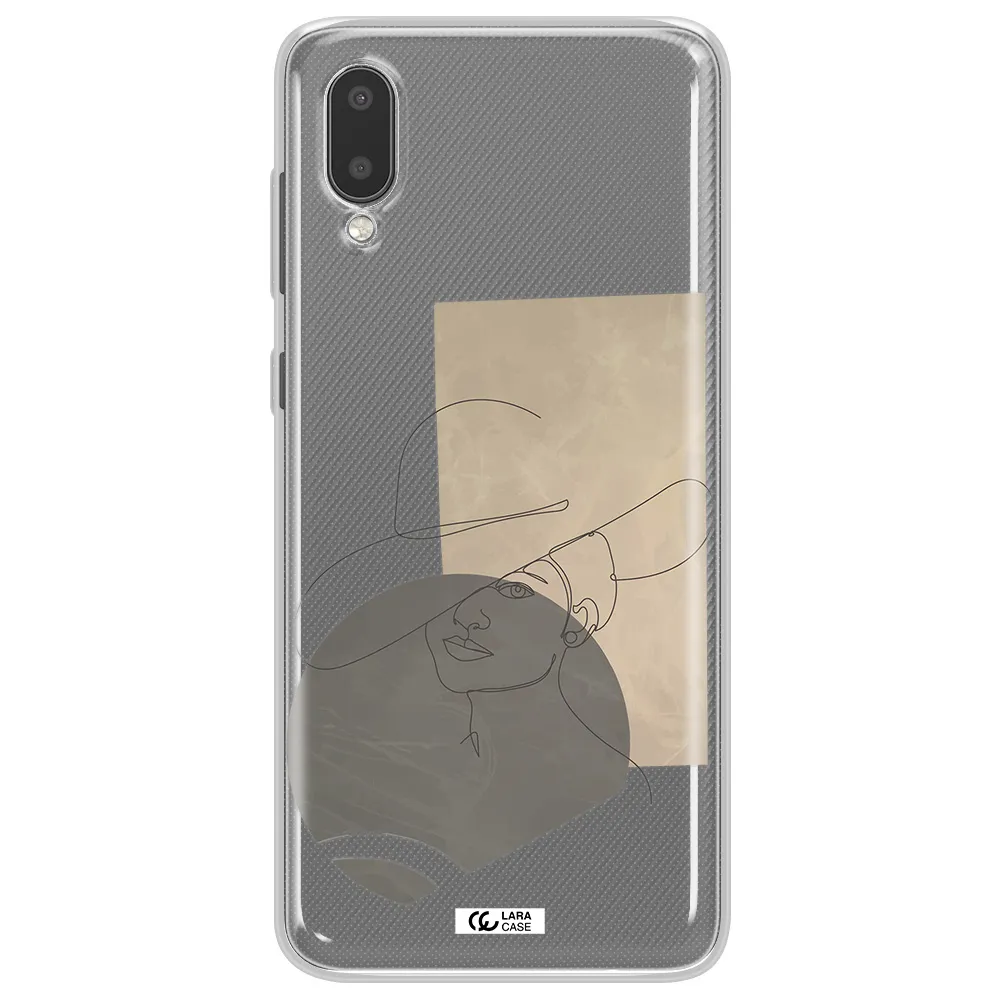 The Lady In The Hat Line Art Samsung A02 Clear TPU Case