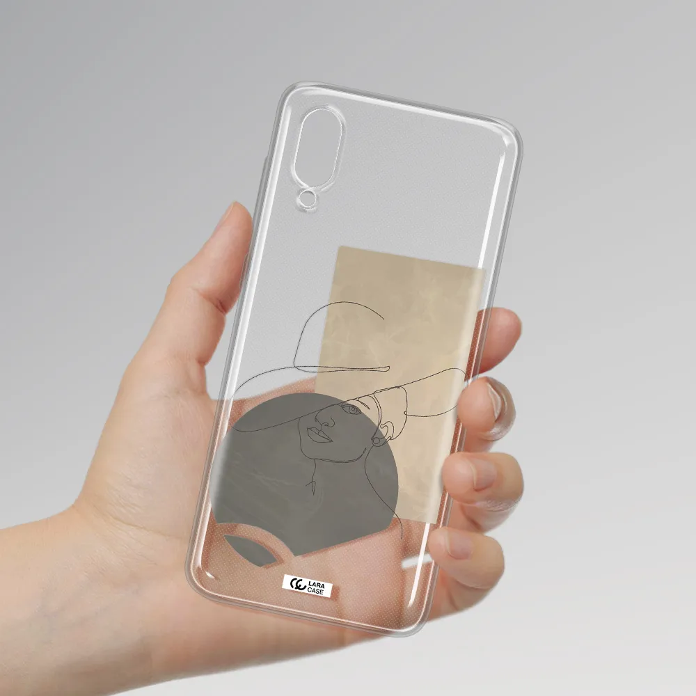 The Lady In The Hat Line Art Samsung A02 Clear TPU Case