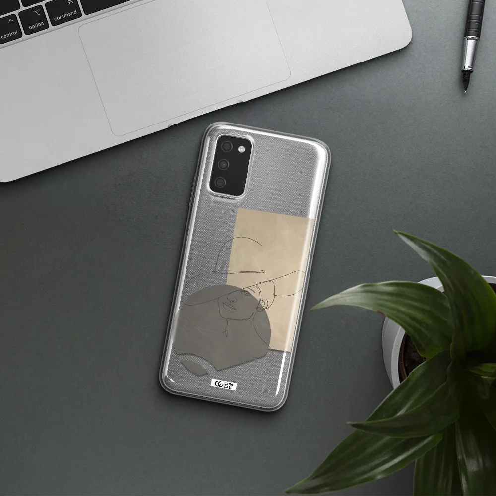 The Lady In The Hat Line Art Samsung A03S Clear TPU Case