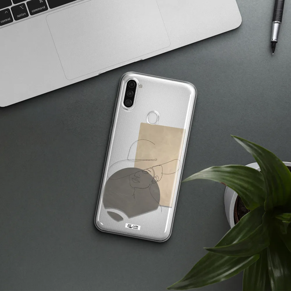 The Lady In The Hat Line Art Samsung A11 Clear TPU Case