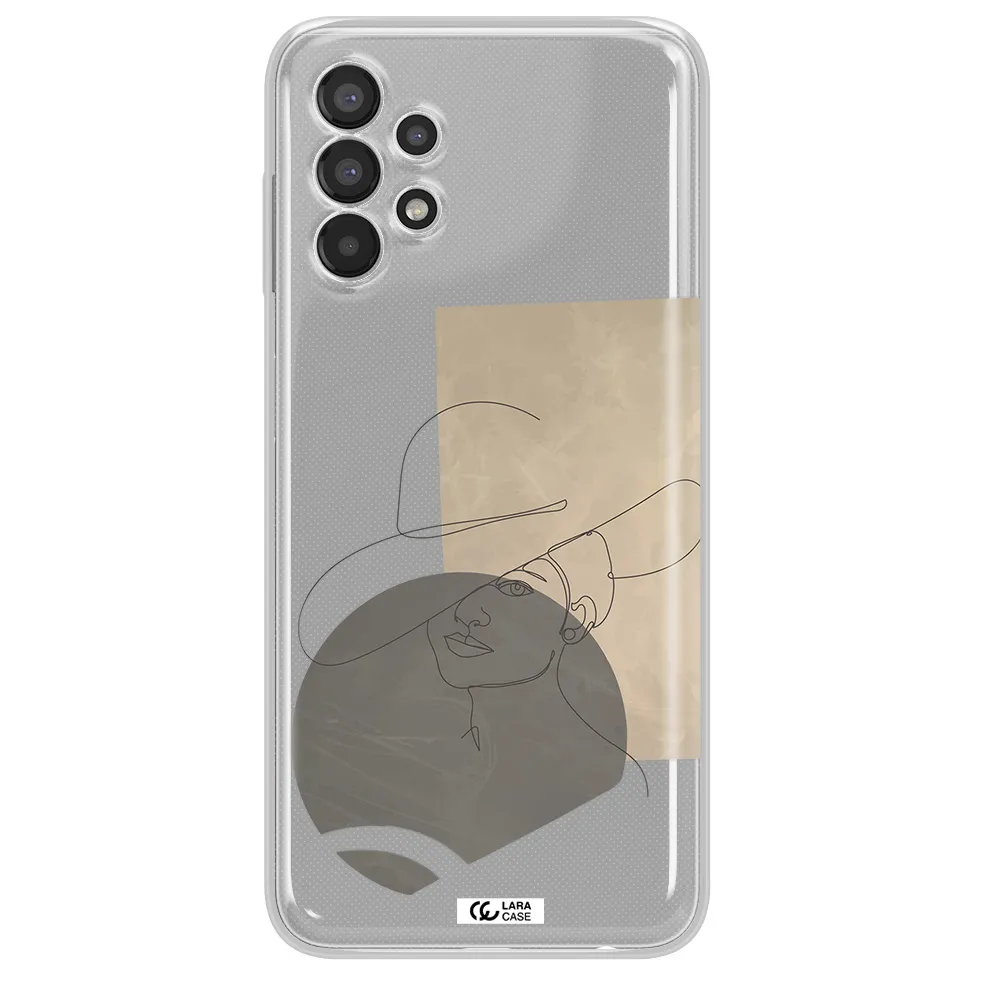 The Lady In The Hat Line Art Samsung A13 Clear TPU Case