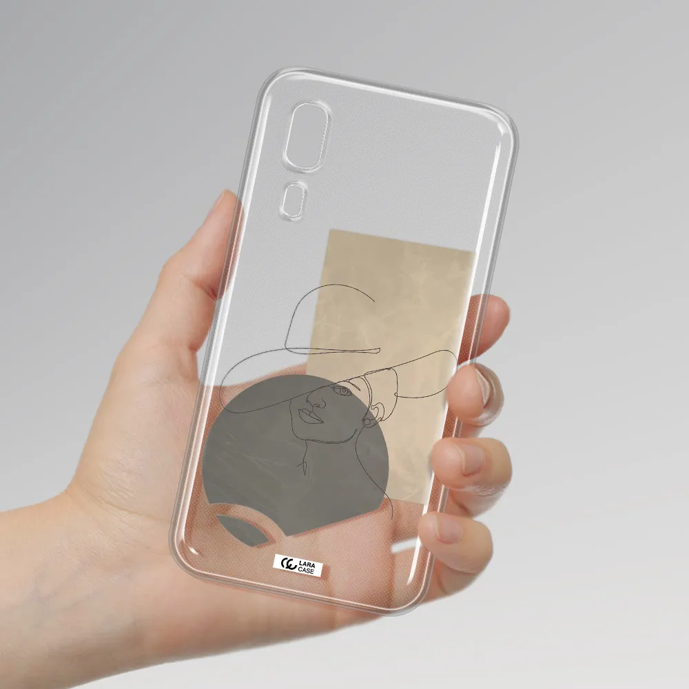 The Lady In The Hat Line Art Samsung A2 Core Clear TPU Case