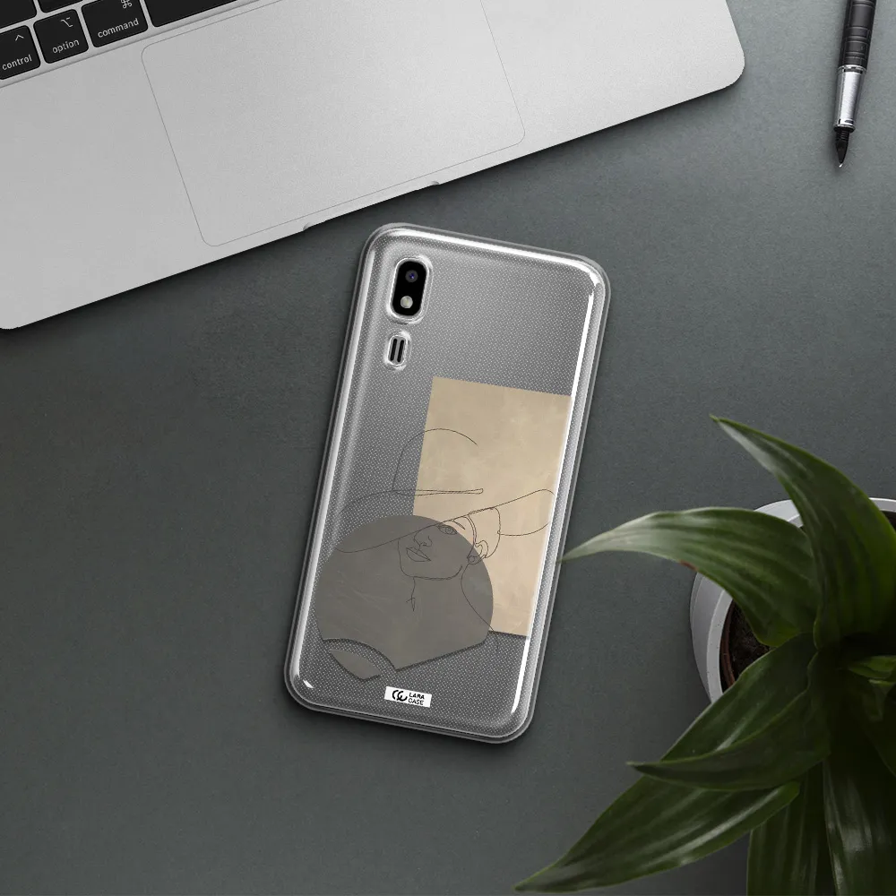 The Lady In The Hat Line Art Samsung A2 Core Clear TPU Case
