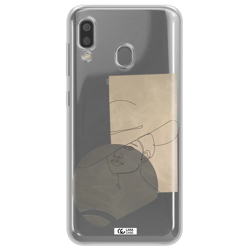 The Lady In The Hat Line Art Samsung A20 Clear TPU Case