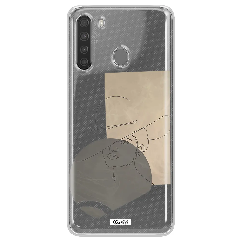 The Lady In The Hat Line Art Samsung A21 Clear TPU Case