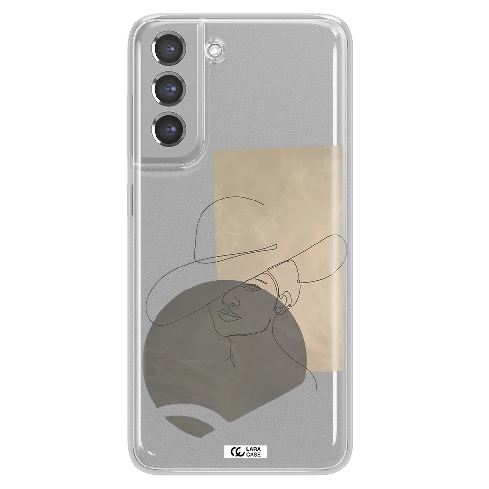 The Lady In The Hat Line Art Samsung A21 Fe Clear TPU Case