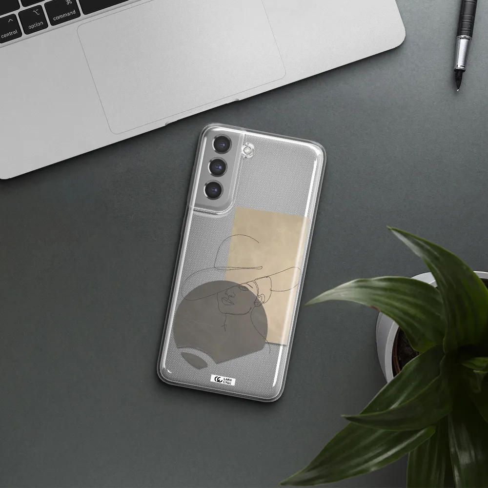 The Lady In The Hat Line Art Samsung A21 Fe Clear TPU Case