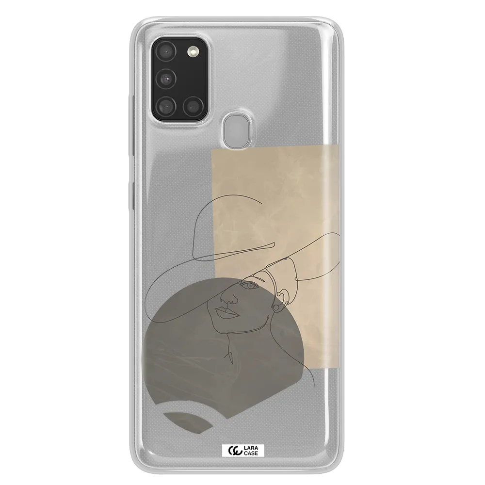The Lady In The Hat Line Art Samsung A21S Clear TPU Case