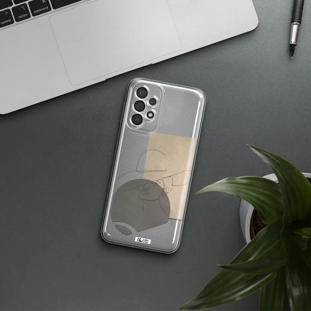 The Lady In The Hat Line Art Samsung A23 5G Clear Tpu Case