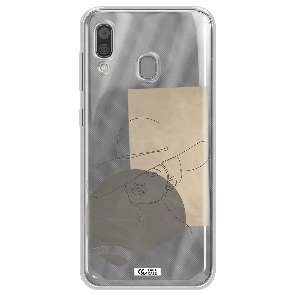 The Lady In The Hat Line Art Samsung A30 Clear TPU Case