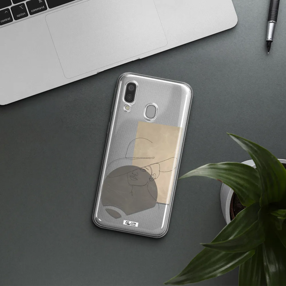 The Lady In The Hat Line Art Samsung A40 Clear TPU Case