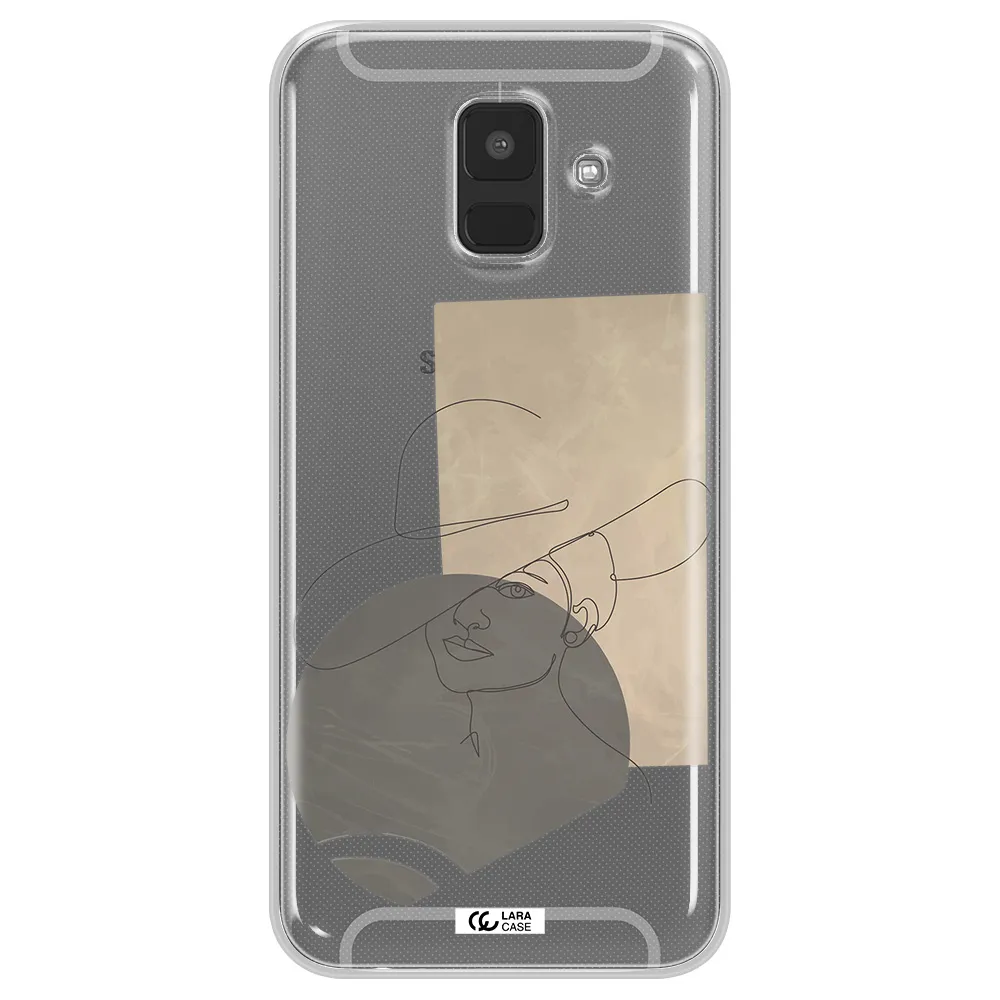 The Lady In The Hat Line Art Samsung A6 Clear TPU Case