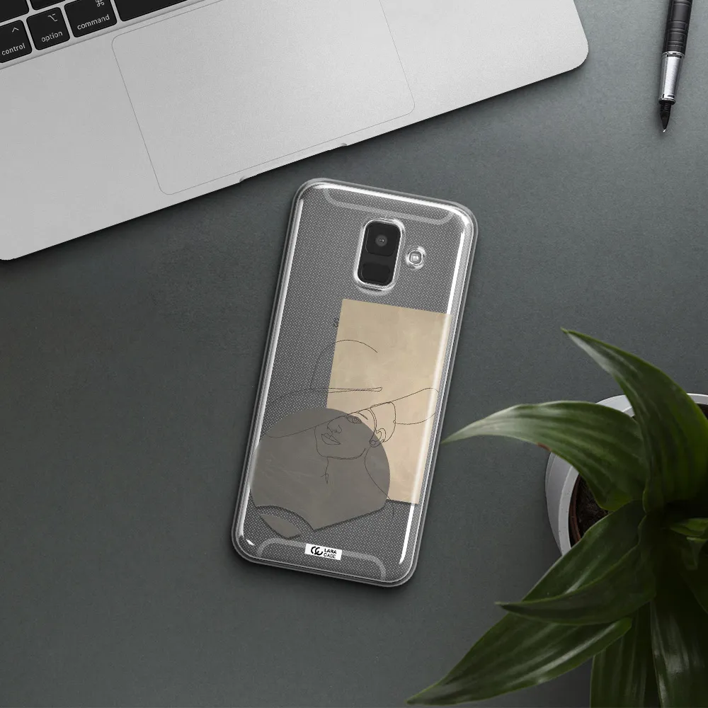 The Lady In The Hat Line Art Samsung A6 Clear TPU Case