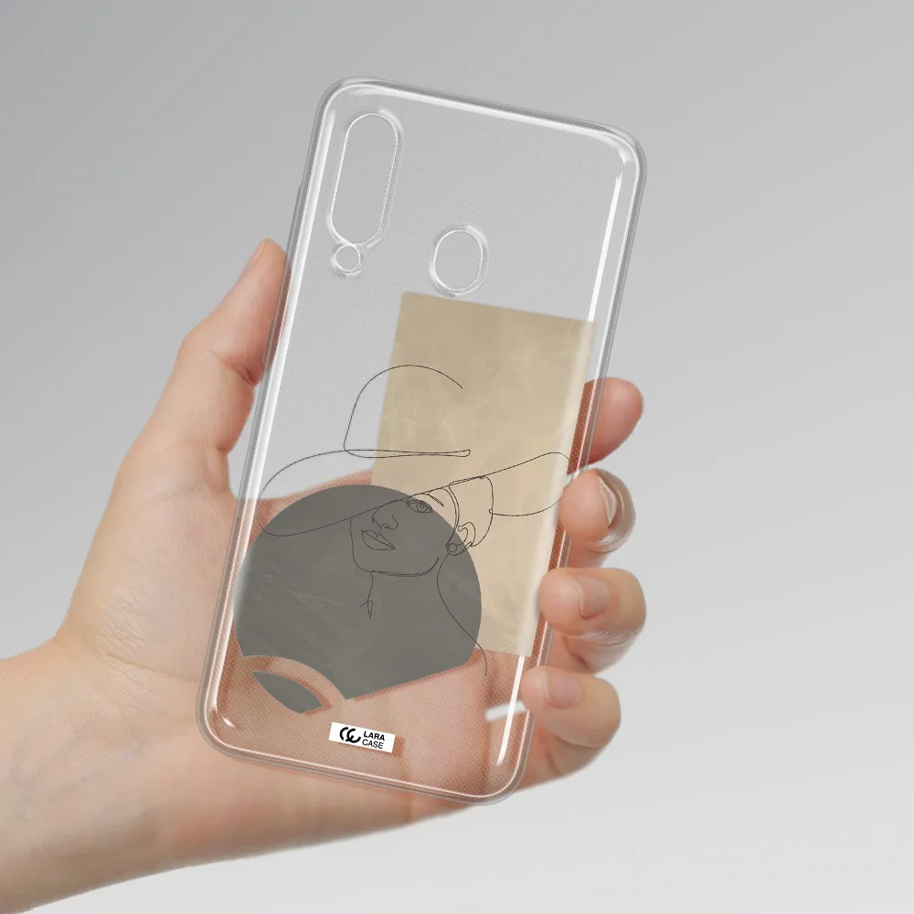 The Lady In The Hat Line Art Samsung A60 Clear TPU Case
