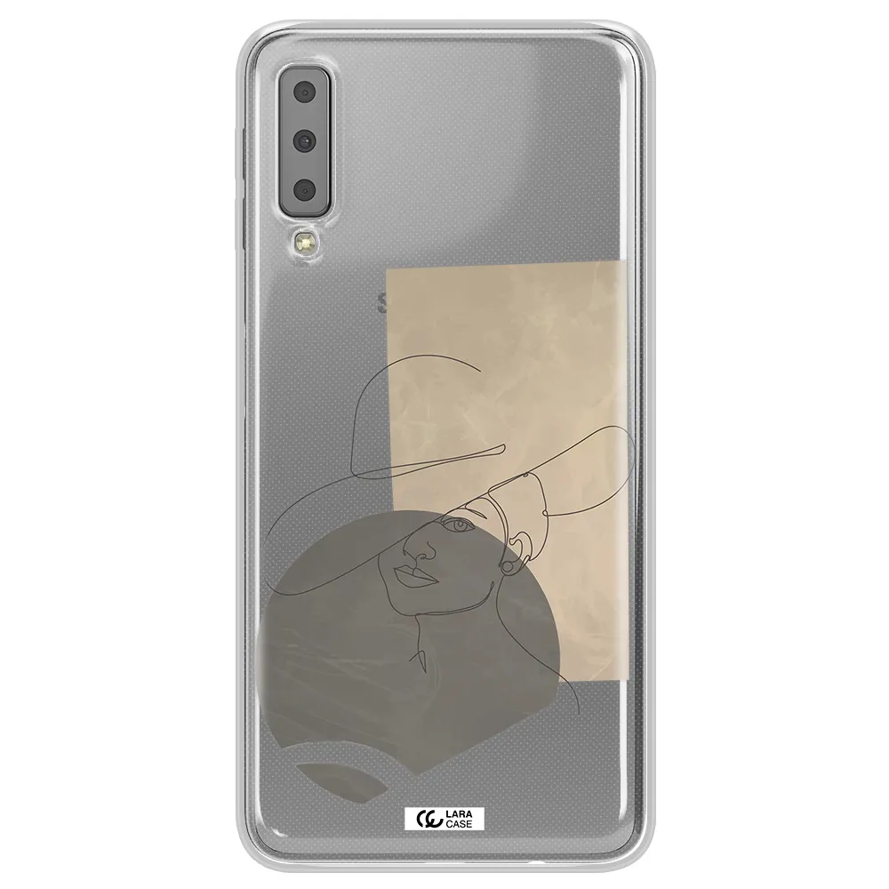 The Lady In The Hat Line Art Samsung A7 2018 Clear TPU Case