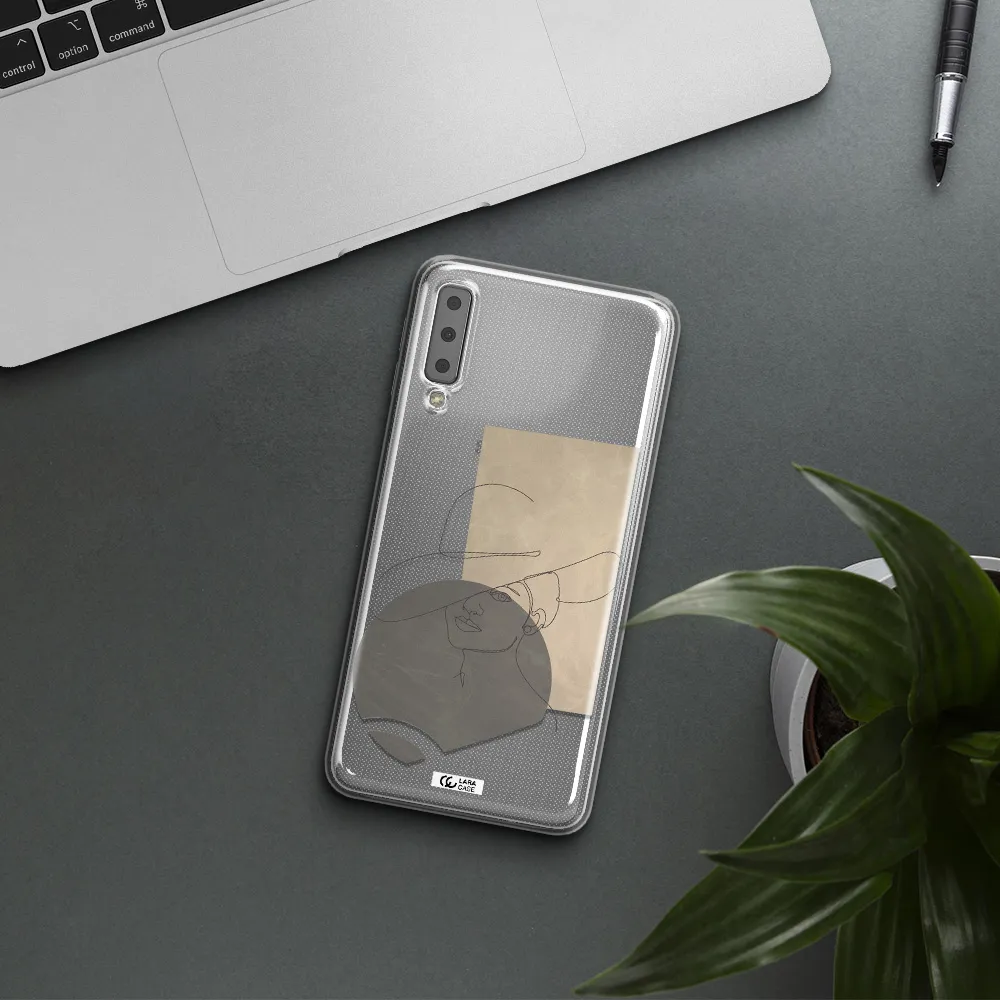 The Lady In The Hat Line Art Samsung A7 2018 Clear TPU Case