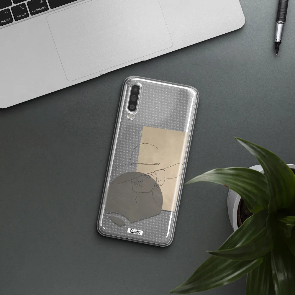 The Lady In The Hat Line Art Samsung A70 Clear TPU Case
