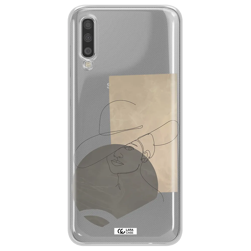 The Lady In The Hat Line Art Samsung A70S Clear Tpu Case