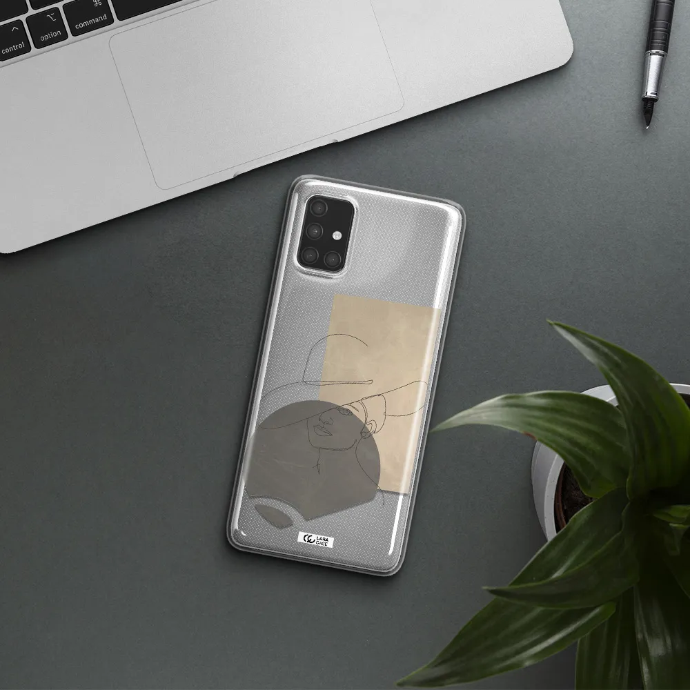 The Lady In The Hat Line Art Samsung A71 Clear TPU Case