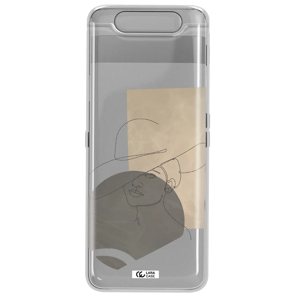 The Lady In The Hat Line Art Samsung A80 Clear TPU Case