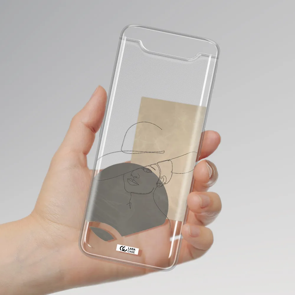 The Lady In The Hat Line Art Samsung A80 Clear TPU Case