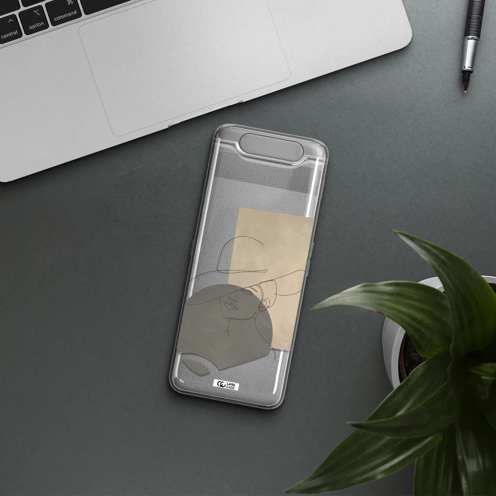 The Lady In The Hat Line Art Samsung A80 Clear TPU Case