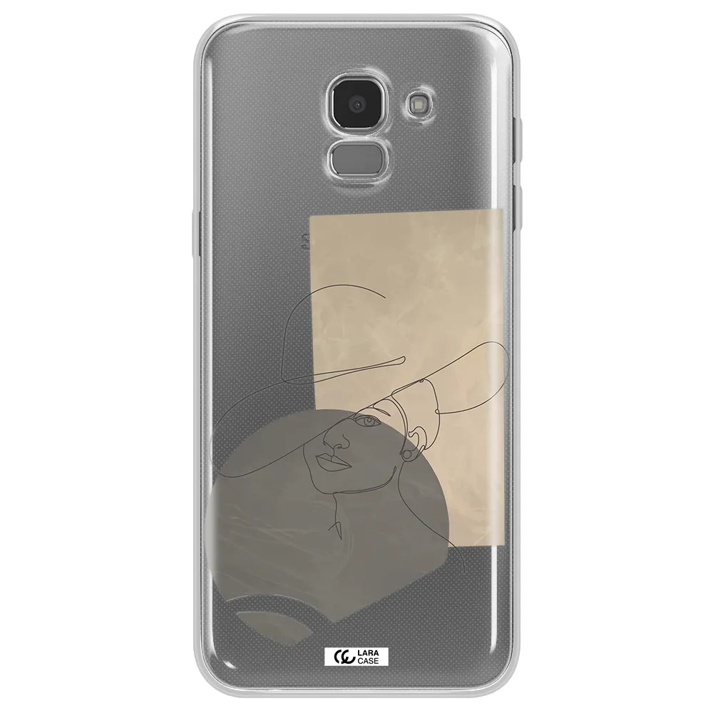 The Lady In The Hat Line Art Samsung J6 Clear TPU Case