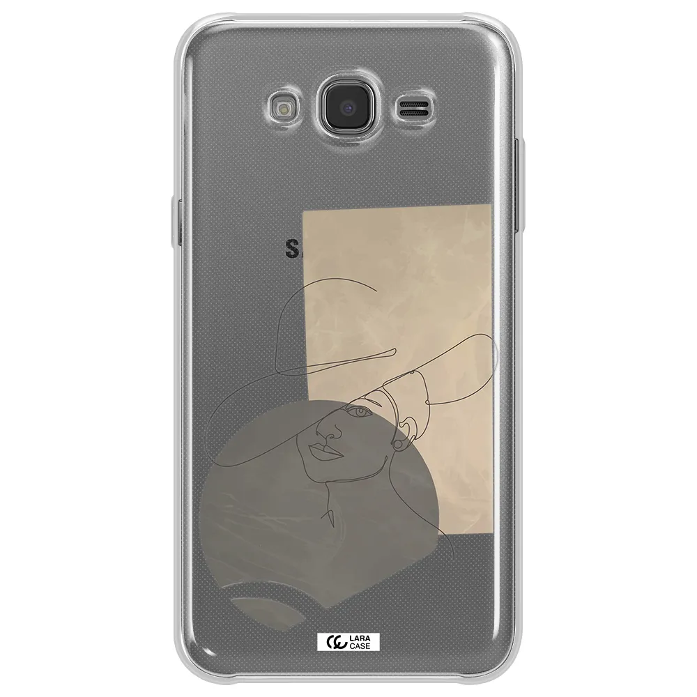 The Lady In The Hat Line Art Samsung J7 Core Clear TPU Case
