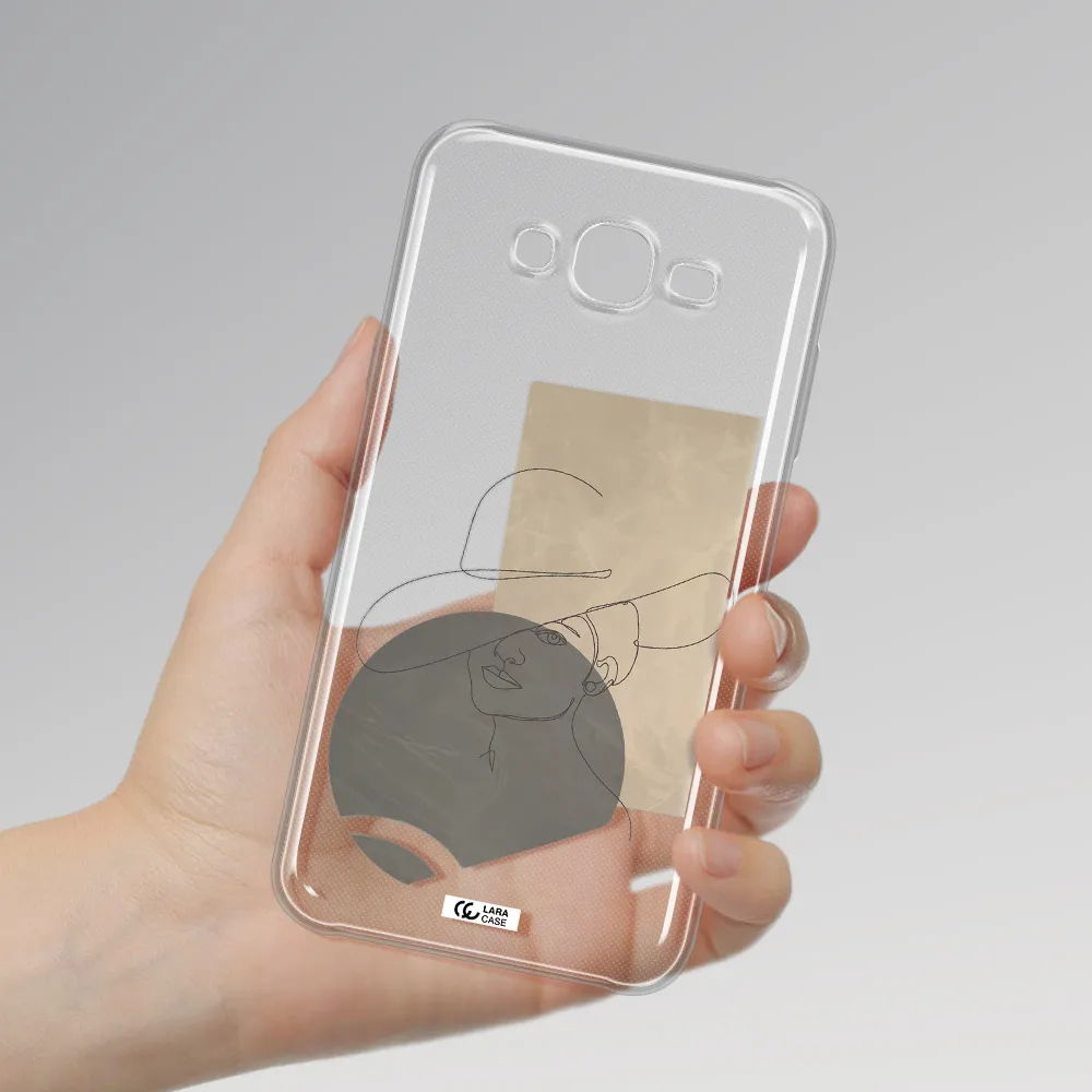 The Lady In The Hat Line Art Samsung J7 Core Clear TPU Case
