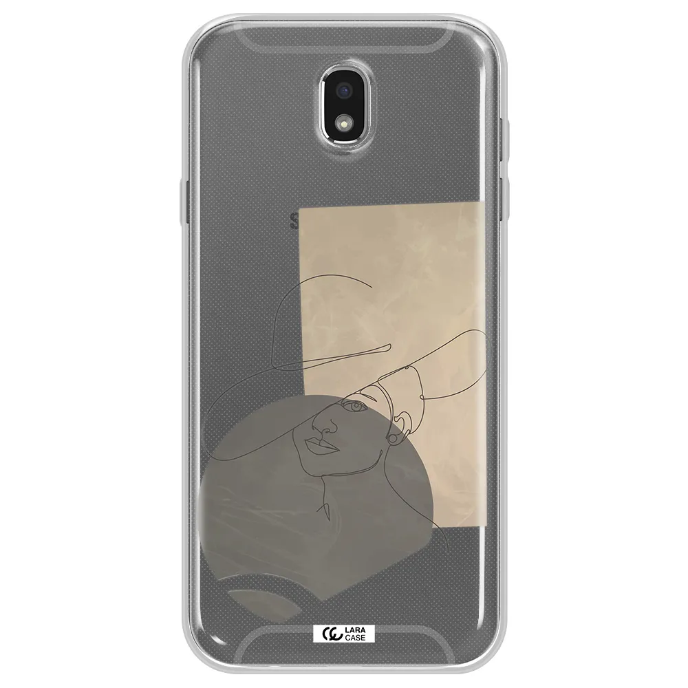 The Lady In The Hat Line Art Samsung J7 Pro Clear TPU Case