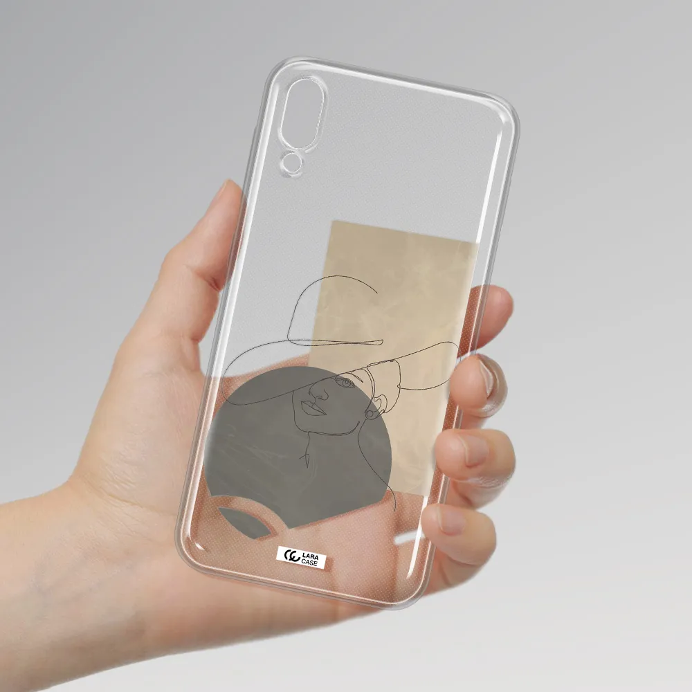 The Lady In The Hat Line Art Samsung M10 Clear TPU Case