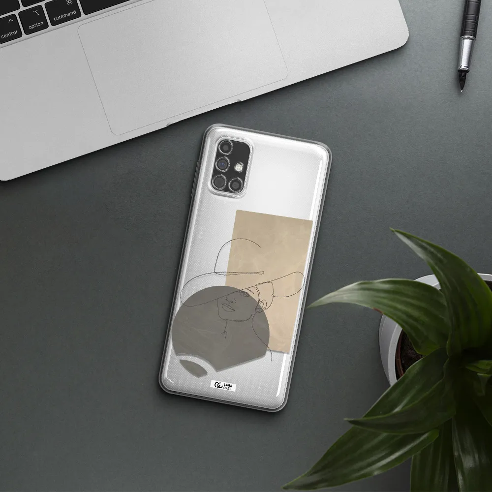 The Lady In The Hat Line Art Samsung M31S Clear TPU Case