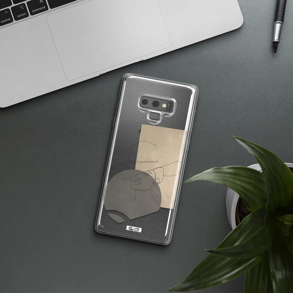 The Lady In The Hat Line Art Samsung Note 9 Clear TPU Case