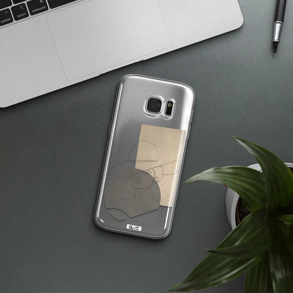 The Lady In The Hat Line Art Samsung S 7 Clear TPU Case