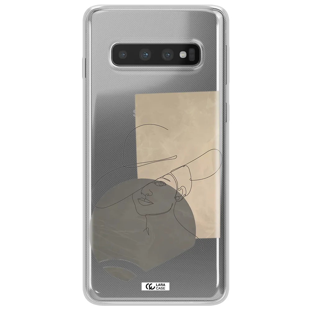 The Lady In The Hat Line Art Samsung S10 Clear TPU Case