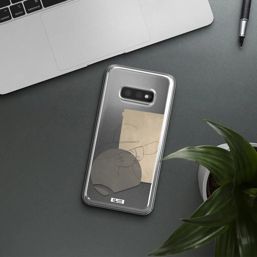 The Lady In The Hat Line Art Samsung S10e Clear TPU Case