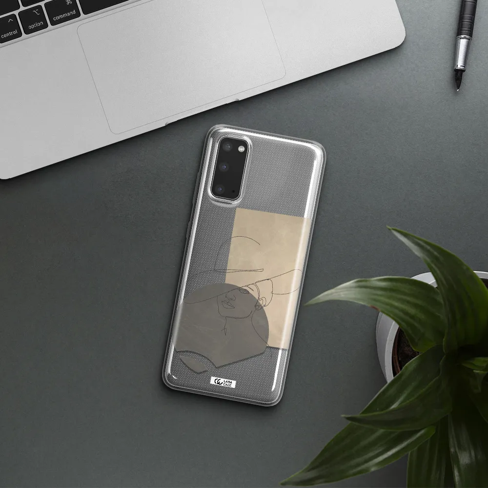 The Lady In The Hat Line Art Samsung S20 Clear TPU Case