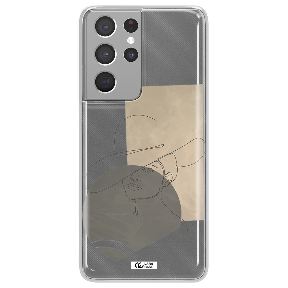 The Lady In The Hat Line Art Samsung S21 Ultra Clear TPU Case