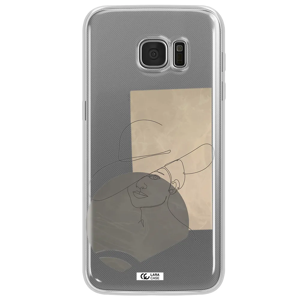 The Lady In The Hat Line Art Samsung S7 Edge Clear TPU Case