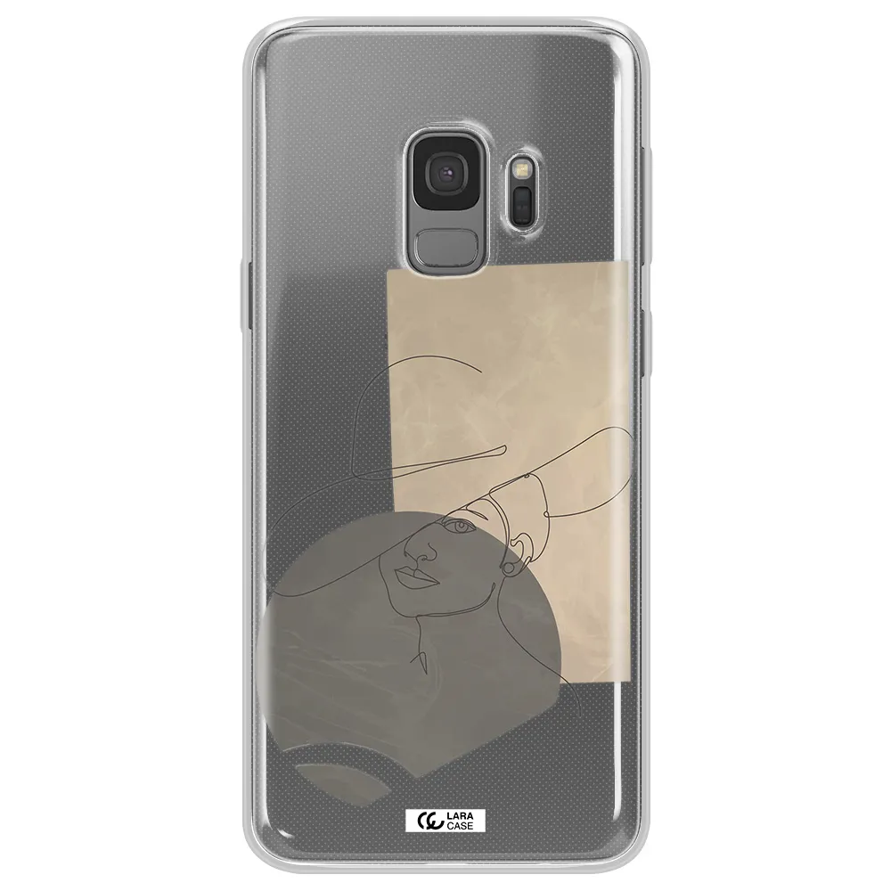 The Lady In The Hat Line Art Samsung S9 Clear TPU Case
